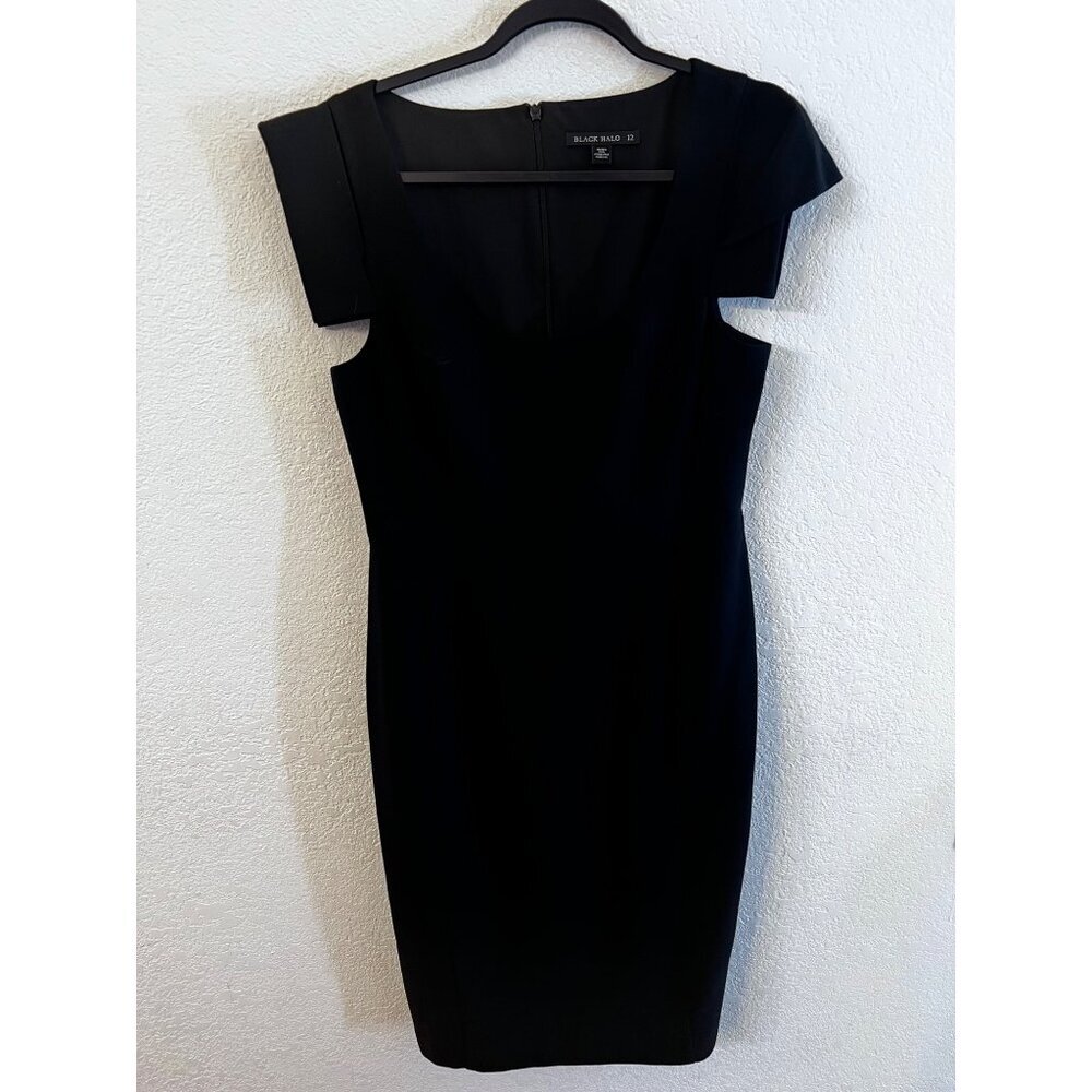 Black Halo Jackie O Sheath black dress women size 12